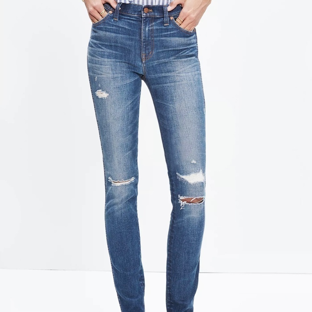 Madewell 9” High Rise Skinny Jean Rip + Repair Edition - 27 - Picture 1 of 8